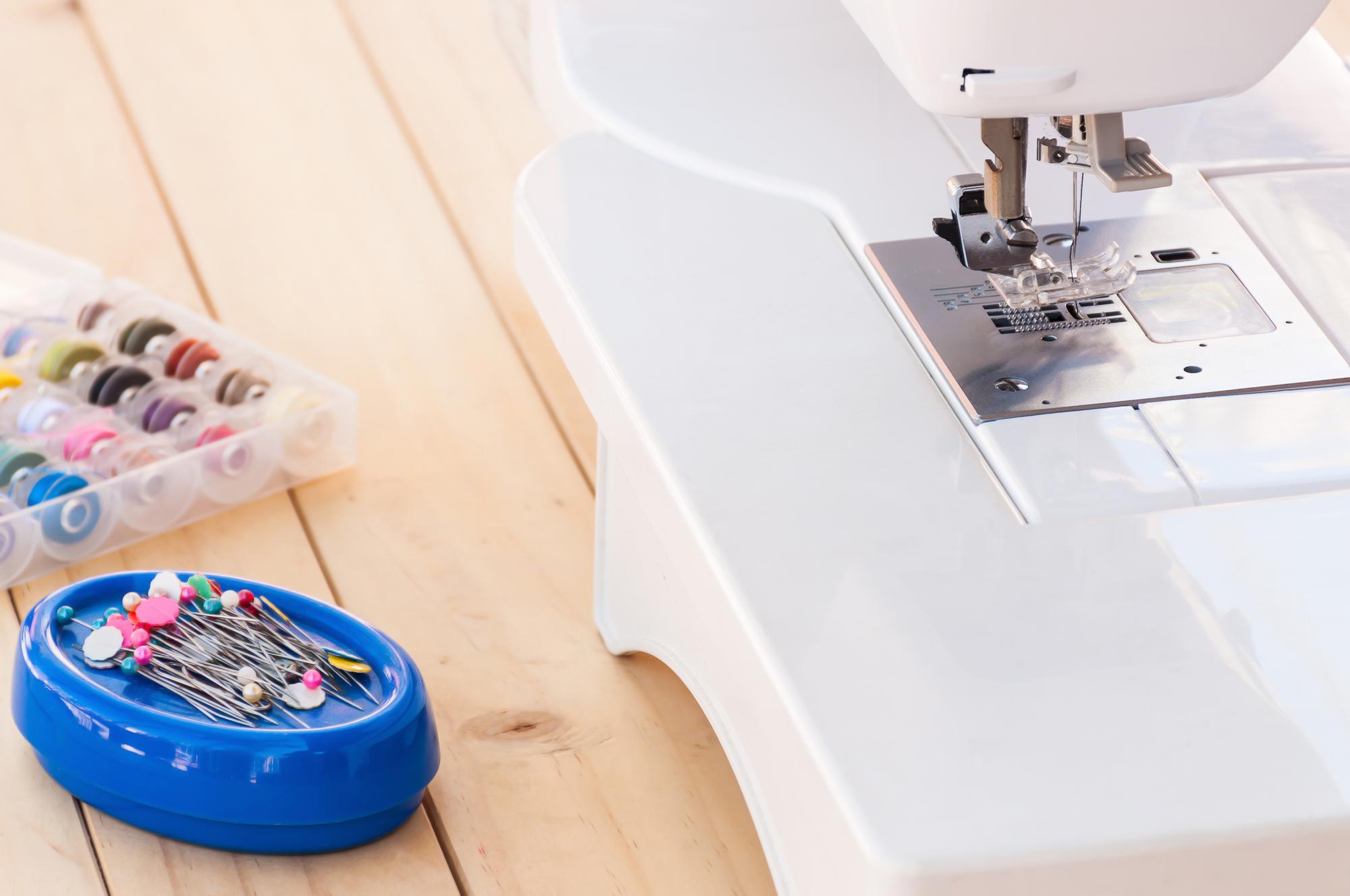 Interior of embroidery studio with machines